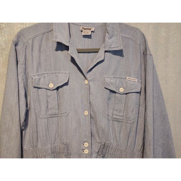 Rare Vintage 80s Dreams XL Chambray Blue Coveralls Jumpsuit Workwear Pockets - Picture 2 of 5